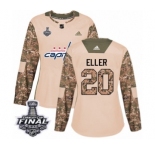 Women's Adidas Washington Capitals #20 Lars Eller Authentic Camo Veterans Day Practice 2018 Stanley Cup Final NHL Jersey
