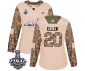Women's Adidas Washington Capitals #20 Lars Eller Authentic Camo Veterans Day Practice 2018 Stanley Cup Final NHL Jersey