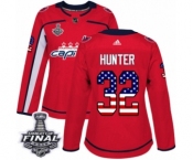Women's Adidas Washington Capitals #32 Dale Hunter Authentic Red USA Flag Fashion 2018 Stanley Cup Final NHL Jersey