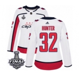 Women's Adidas Washington Capitals #32 Dale Hunter Authentic White Away 2018 Stanley Cup Final NHL Jersey