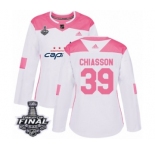 Women's Adidas Washington Capitals #39 Alex Chiasson Authentic White Pink Fashion 2018 Stanley Cup Final NHL Jersey
