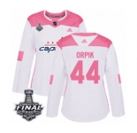 Women's Adidas Washington Capitals #44 Brooks Orpik Authentic White Pink Fashion 2018 Stanley Cup Final NHL Jersey