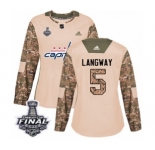 Women's Adidas Washington Capitals #5 Rod Langway Authentic Camo Veterans Day Practice 2018 Stanley Cup Final NHL Jersey