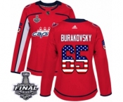 Women's Adidas Washington Capitals #65 Andre Burakovsky Authentic Red USA Flag Fashion 2018 Stanley Cup Final NHL Jersey