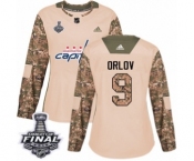 Women's Adidas Washington Capitals #9 Dmitry Orlov Authentic Camo Veterans Day Practice 2018 Stanley Cup Final NHL Jersey