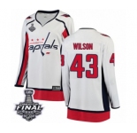 Women's Washington Capitals #43 Tom Wilson Fanatics Branded White Away Breakaway 2018 Stanley Cup Final NHL Jersey