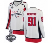 Women's Washington Capitals #91 Tyler Graovac Fanatics Branded White Away Breakaway 2018 Stanley Cup Final NHL Jersey