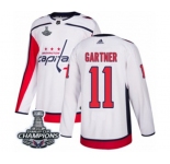 Youth Adidas Washington Capitals #11 Mike Gartner Authentic White Away 2018 Stanley Cup Final Champions NHL Jersey