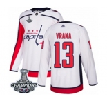 Youth Adidas Washington Capitals #13 Jakub Vrana Authentic White Away 2018 Stanley Cup Final Champions NHL Jersey