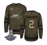 Youth Adidas Washington Capitals #2 Matt Niskanen Authentic Green Salute to Service 2018 Stanley Cup Final Champions NHL Jersey