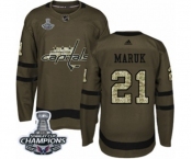Youth Adidas Washington Capitals #21 Dennis Maruk Authentic Green Salute to Service 2018 Stanley Cup Final Champions NHL Jersey