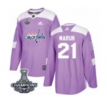 Youth Adidas Washington Capitals #21 Dennis Maruk Authentic Purple Fights Cancer Practice 2018 Stanley Cup Final Champions NHL Jersey