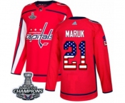 Youth Adidas Washington Capitals #21 Dennis Maruk Authentic Red USA Flag Fashion 2018 Stanley Cup Final Champions NHL Jersey