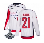 Youth Adidas Washington Capitals #21 Dennis Maruk Authentic White Away 2018 Stanley Cup Final Champions NHL Jersey