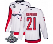 Youth Adidas Washington Capitals #21 Lucas Johansen Authentic White Away 2018 Stanley Cup Final Champions NHL Jersey