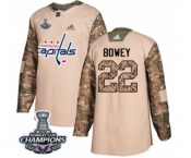 Youth Adidas Washington Capitals #22 Madison Bowey Authentic Camo Veterans Day Practice 2018 Stanley Cup Final Champions NHL Jersey