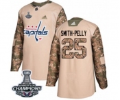 Youth Adidas Washington Capitals #25 Devante Smith-Pelly Authentic Camo Veterans Day Practice 2018 Stanley Cup Final Champions NHL Jersey