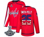 Youth Adidas Washington Capitals #25 Devante Smith-Pelly Authentic Red USA Flag Fashion 2018 Stanley Cup Final Champions NHL Jersey