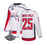 Youth Adidas Washington Capitals #25 Devante Smith-Pelly Authentic White Away 2018 Stanley Cup Final Champions NHL Jersey