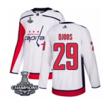 Youth Adidas Washington Capitals #29 Christian Djoos Authentic White Away 2018 Stanley Cup Final Champions NHL Jersey