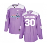 Youth Adidas Washington Capitals #30 Ilya Samsonov Authentic Purple Fights Cancer Practice NHL Jersey