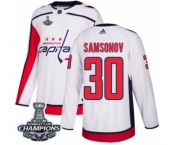 Youth Adidas Washington Capitals #30 Ilya Samsonov Authentic White Away 2018 Stanley Cup Final Champions NHL Jersey