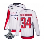Youth Adidas Washington Capitals #34 Jonas Siegenthaler Authentic White Away 2018 Stanley Cup Final Champions NHL Jersey