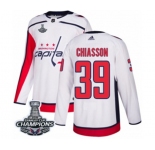 Youth Adidas Washington Capitals #39 Alex Chiasson Authentic White Away 2018 Stanley Cup Final Champions NHL Jersey