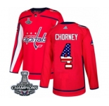 Youth Adidas Washington Capitals #4 Taylor Chorney Authentic Red USA Flag Fashion 2018 Stanley Cup Final Champions NHL Jersey