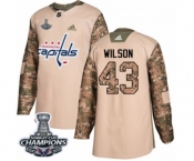 Youth Adidas Washington Capitals #43 Tom Wilson Authentic Camo Veterans Day Practice 2018 Stanley Cup Final Champions NHL Jersey