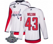 Youth Adidas Washington Capitals #43 Tom Wilson Authentic White Away 2018 Stanley Cup Final Champions NHL Jersey