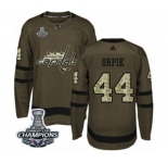 Youth Adidas Washington Capitals #44 Brooks Orpik Authentic Green Salute to Service 2018 Stanley Cup Final Champions NHL Jersey