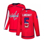 Youth Adidas Washington Capitals #5 Rod Langway Authentic Red USA Flag Fashion NHL Jersey