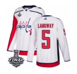 Youth Adidas Washington Capitals #5 Rod Langway Authentic White Away 2018 Stanley Cup Final NHL Jersey