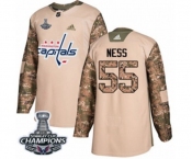 Youth Adidas Washington Capitals #55 Aaron Ness Authentic Camo Veterans Day Practice 2018 Stanley Cup Final Champions NHL Jersey