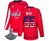 Youth Adidas Washington Capitals #55 Aaron Ness Authentic Red USA Flag Fashion 2018 Stanley Cup Final Champions NHL Jersey