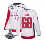 Youth Adidas Washington Capitals #68 Jaromir Jagr Authentic White Away 2018 Stanley Cup Final Champions NHL Jersey