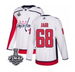 Youth Adidas Washington Capitals #68 Jaromir Jagr Authentic White Away 2018 Stanley Cup Final NHL Jersey