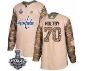 Youth Adidas Washington Capitals #70 Braden Holtby Authentic Camo Veterans Day Practice 2018 Stanley Cup Final NHL Jersey