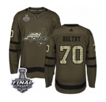 Youth Adidas Washington Capitals #70 Braden Holtby Authentic Green Salute to Service 2018 Stanley Cup Final NHL Jersey