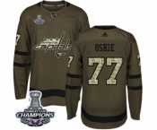 Youth Adidas Washington Capitals #77 T.J. Oshie Authentic Green Salute to Service 2018 Stanley Cup Final Champions NHL Jersey