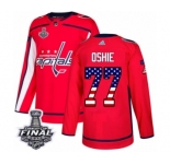 Youth Adidas Washington Capitals #77 T.J. Oshie Authentic Red USA Flag Fashion 2018 Stanley Cup Final NHL Jersey