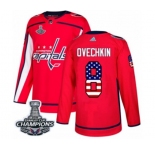 Youth Adidas Washington Capitals #8 Alex Ovechkin Authentic Red USA Flag Fashion 2018 Stanley Cup Final Champions NHL Jerse