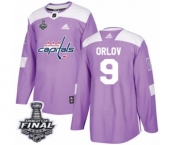 Youth Adidas Washington Capitals #9 Dmitry Orlov Authentic Purple Fights Cancer Practice 2018 Stanley Cup Final NHL Jersey