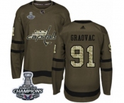 Youth Adidas Washington Capitals #91 Tyler Graovac Authentic Green Salute to Service 2018 Stanley Cup Final Champions NHL Jersey