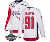 Youth Adidas Washington Capitals #91 Tyler Graovac Authentic White Away 2018 Stanley Cup Final Champions NHL Jersey