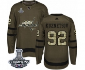Youth Adidas Washington Capitals #92 Evgeny Kuznetsov Authentic Green Salute to Service 2018 Stanley Cup Final Champions NHL Jersey