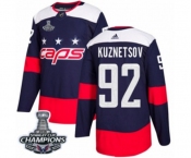 Youth Adidas Washington Capitals #92 Evgeny Kuznetsov Authentic Navy Blue 2018 Stadium Series 2018 Stanley Cup Final Champions NHL Jersey