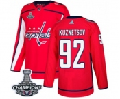 Youth Adidas Washington Capitals #92 Evgeny Kuznetsov Authentic Red Home 2018 Stanley Cup Final Champions NHL Jersey