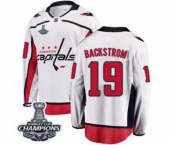 Youth Washington Capitals #19 Nicklas Backstrom Fanatics Branded White Away Breakaway 2018 Stanley Cup Final Champions NHL Jersey